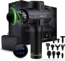 krachtige Massage Gun met 11 massagekoppen - Massage pistool met LED weergave & draagtas -schouders & nek — thumbnail 1