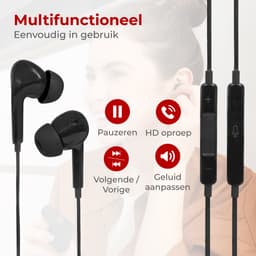 Nuvance Oortjes met Draad - 3.5mm Jack Aansluiting - Oordopjes met Draad - In-Ear Oortjes met Draad en Microfoon - Zwart — thumbnail 3