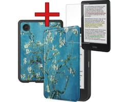 Hoes Geschikt voor Kobo Clara Colour - Met Screenprotector - Luxe E-reader Bescherm Case - Hoesje Book Cover - Bloesem