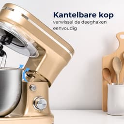 BluMill Keukenmachine - RVS - 6 Snelheden - Keukenmachine met kom - 5 Liter - met Accessoires - 1200W - Metallic Champagne — thumbnail 3