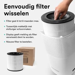 Rolfstone Air Balance XL Luchtreiniger – HEPA 13 + koolstoffilter – CADR 460 m³/u – Voor ruimtes tot 144 m² – Vermindert stof en pollen – 3 standen + turbo + slaapstand + automatische stand – Luchtkwaliteitsindicator — thumbnail 3