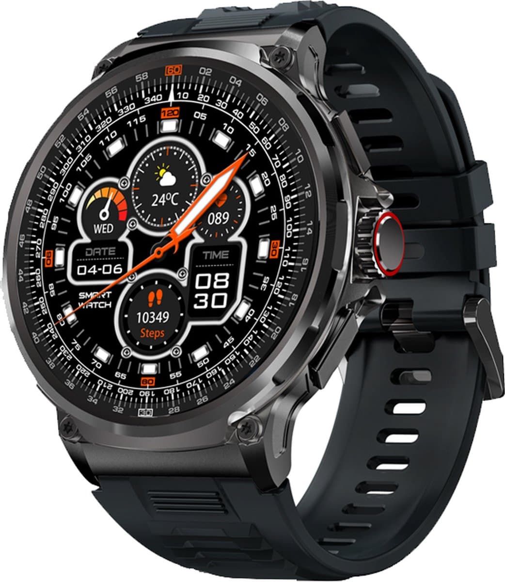 WizBay Premium Select® Sport Smartwatch 1.85 inch - Bluetooth Bellen - Hartslag en Zuurstofmeting - Slaapmonitor - 100+ Sportmodi - IP67 - Zwarte Kast - Zwarte TPU Band — afbeelding 1