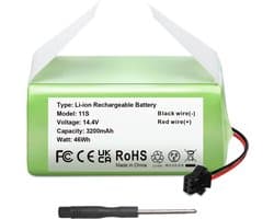 ElegaTech Batterij Geschikt voor RoboVac 11, 11S, 11S Max, 12, 15C Max, 30C Max, 35X & DEEBOT N79S - Vervangende Accu 14.4V 3200 mAh Geschikt voor Automatische Robovac Stofzuigers