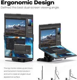 Mobile Pixels Geminos T - Gestapelde Dubbele 24 Inch Monitor - FHD - 60hz - 10 in 1 dock - Onderste display Touchscreen — thumbnail 3
