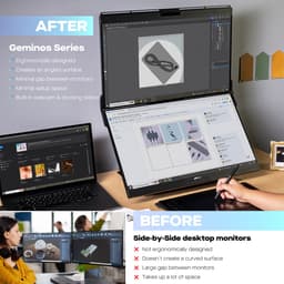 Mobile Pixels Geminos T - Gestapelde Dubbele 24 Inch Monitor - FHD - 60hz - 10 in 1 dock - Onderste display Touchscreen — thumbnail 4
