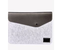 Vilt Laptop Sleeve 13.3 / 14 / 15 tot 16 inch - Dames/Heren - Laptophoes met Etui voor Accessoires - Laptopsleeve - Tas - Grijs / Zwart