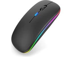 Assortix® Draadloze LED Bluetooth Muis - Ergonomisch - RGB - Laptop en Gaming - Draadloos - Zwart