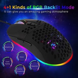 TOJ Optische Game / Gaming Muis - Bedraad 1.8 Meter - RGB Verlichting - 7200DPI - Zwart - USB-C — thumbnail 4