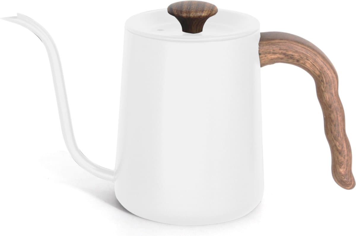 House of Husk Slow Coffee Ketel - Pour Over Kettle - Gooseneck kettle - Heet Water Ketel - Coffeemaker - RVS - Cafetière - 600 ml - Wit — afbeelding 1