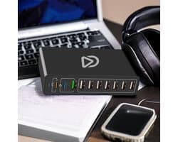 USB snellaadstation 10 poorten| 100 Watt Snellader | USB-10-100W | 8x USB-A 2x USB-C