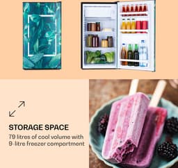 Klarstein Koelkast CoolArt koel-vriescombinatie - met 2 koelstanden, designfront, 5-traps thermostaat, 0 tot 10 °C, inhoud: 79 liter, thema: Bos - 41 dB - voor Keuken - Compact - Mini Fridge - Compact Koelkast - Kleine Koelkast — thumbnail 3