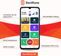 Senifone S1 Senioren Smartphone - Zwart - Voor Ouderen - 64GB - WhatsApp & SOS Functie — thumbnail 4