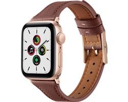 By Qubix - Geschikt voor Apple Watch bandje - Leren bandje - Bruin - Geschikt voor Apple Watch 44mm / 45mm / 46mm / 49mm (Ultra 1,2 en 3) - Smartwatch bandje - leren smartwatchbandje - Horlogebandje