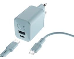 Fresh 'n Rebel USB + USB-C mini Snellader - Inclusief USB-C oplaadkabel (2m) - 45W oplader - Compact en Veilig - Dusky Blue