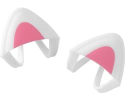 kwmobile 2x kattenoortjes voor koptelefoon - Kattenoren geschikt voor Overear Headphone van 2,5-3,8 cm breed - Van silicone - In wit / roze
