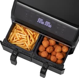 Tomado TAF8001B - Dubbele airfryer - 2 x 4 liter inhoud - XXL - 1700 watt - Tiptoetsbediening - 8 automatische programma's - Zwart — thumbnail 11