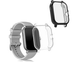kwmobile 2x smartwatch hoes geschikt voor Huami Amazfit GTS 3 / GTS 2 / GTS 2e hoesje - Siliconen sporthorloge cover - Activity tracker case in zwart / transparant