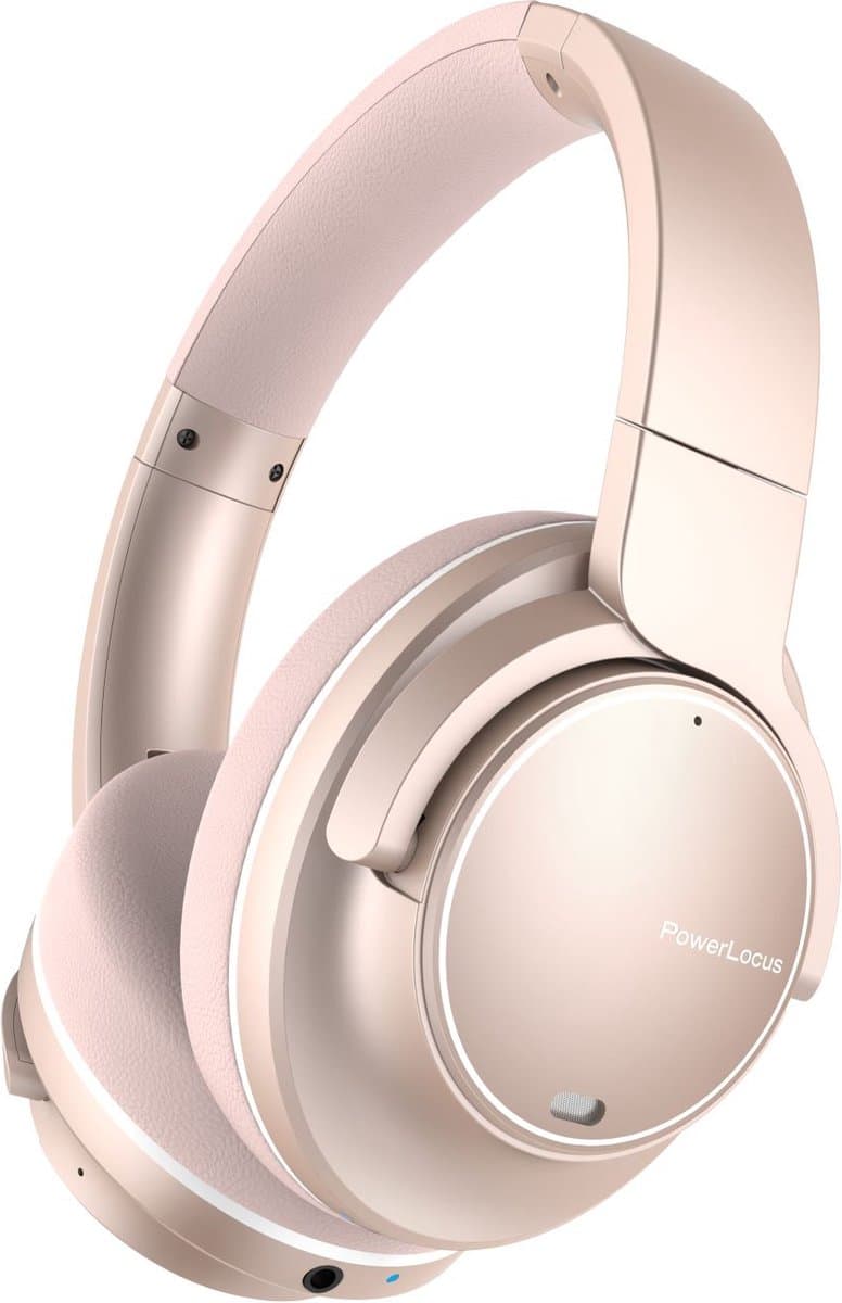 PowerLocus MoonFly Koptelefoon Over-Ear met Passief Noise Cancelling, Draadloze Hoofdtelefoon, Voice Assistant Activation - Rose Gold — afbeelding 1