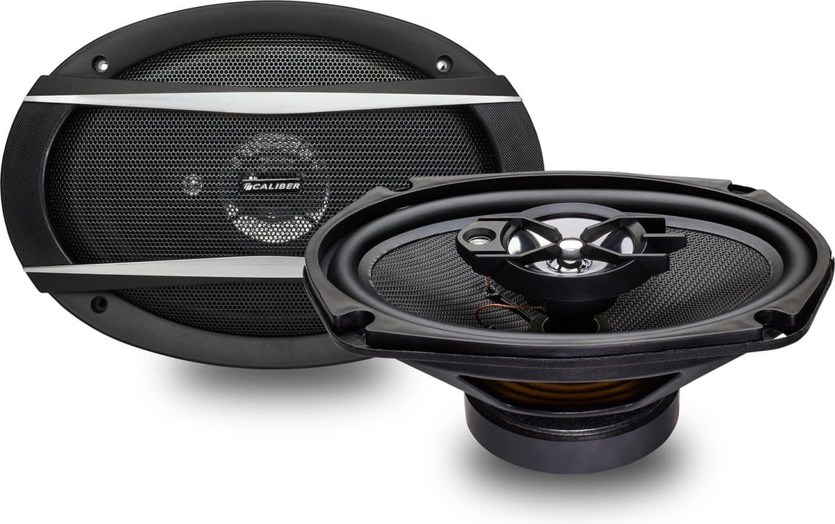 Caliber Auto Speakers - Ø 6x9" ovaal speaker frame - 64 mm Mylar Dome Tweeters - 13mm Piezo Tweeter - 300 Watt Totaal Vermogen - 3-weg Coaxiaal Luidspreker set - inclusief Grill (CDS69G) — afbeelding 1