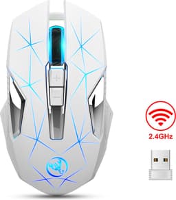 HXSJ T300 2.4G Draadloze Gaming Muis - Computermuizen - Ultra licht - Compact Voor Onderweg - RGB Verlichting - Wit — thumbnail 1