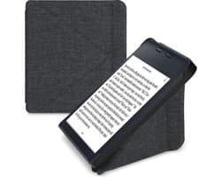 kwmobile ereader hoesje van stof - geschikt voor Kobo Libra 2 - Case met magneetsluiting - Cover in donkergrijs