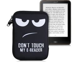 kwmobile Universele Cover voor eReader - Neopreen hoesje Don't Touch My E-Reader design wit / zwart - 17 x 12 x 2 cm
