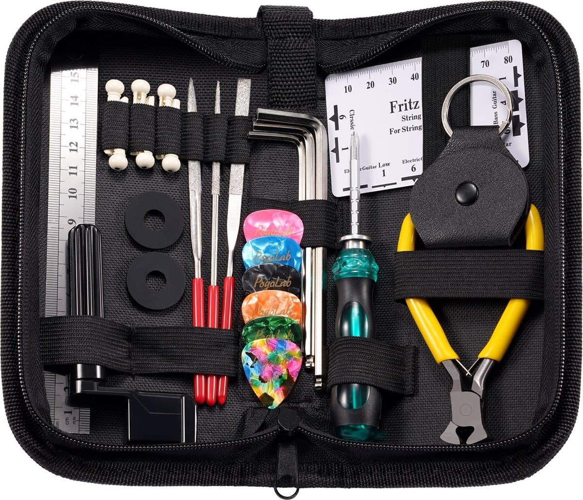 WiseGoods Premium Gitaar Reparatie Kit - Plectrum - Inbussleutel - Hoesje Plectrums - Snaren Winder - Schroevendraaier Gereedschap — afbeelding 1