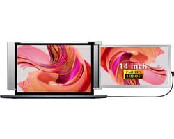 Lipa S14 14 inch portable monitor - Ook voor Windows en MacOS - Extra beeldscherm laptop - Draagbaar scherm - Computerscherm - Beeldscherm - Plug & Play - HDR- Freesync - Usb c en HDMI - Laptop: 14" - 17" - Dual Speakers - Met beschermhoes