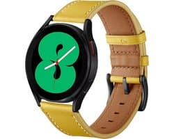 By Qubix - Geschikt voor Garmin bandje - lederen bandje - Geel - Geschikt voor Garmin Vivoactive 6 / Vivoactive 5 / Vivoactive 3 - Smartwatch bandje 20mm