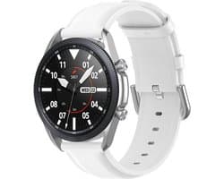 By Qubix - Geschikt voor Garmin bandje - Classic leren bandje - Wit - Geschikt voor Garmin Vivoactive 6 / Vivoactive 5 / Vivoactive 3 - Smartwatch bandje 20mm