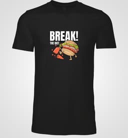 Shirt - Break the diet burger - Wurban Wear | Grappig shirt | Dieet | Unisex tshirt | Fast food | Airfryer | Sport | Verwenpakket | Wit & Zwart — thumbnail 4