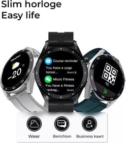 JIVAVO Smartwatch - HD - Bluetooth - Stappenteller - Bloeddruk - EGS - Muziek - Fitness - Slaapritme - Timer & Stopwatch - Waterproof - Sport - Draadloos opladen - Bericht - Horloge -Voice Assistant - Full Touch & Knoppen - Korting - Watch Men Zwart — thumbnail 2
