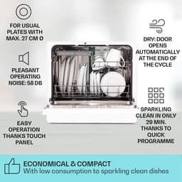Klarstein Vaatwasser Mini voor 5 Couvert, Stille Kleine Vaatwasser met 7 Programma’s, Kleine Tafelvaatwasser voor Thuis, Kantoor en Camping, Mini Vaatwasser met Wateraansluiting - Vaatwasmachine Afwasmachine Mini-Vaatwasser - 8L - Touch Vrijstaand — thumbnail 7