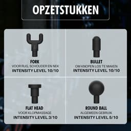 Ox Massage Gun - Sport en Relax Massage Apparaat - 4 Opzetstukken - Massage Apparaat - Massage Pistool - Professioneel - Inclusief Koffer - Zwart — thumbnail 4