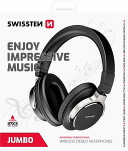 Swissten Jumbo - Draadloze Bluetooth Over-ear koptelefoon - Zwart — thumbnail 5