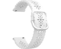 Smartwatch bandje - siliconen bandje met patroon geschikt voor Polar Ignite / Ignite 2 / Unite / Pacer - Amazfit GTS / Bip / GTR 42mm - Huawei Watch GT 2 42mm / GT 3 42mm / GT 3 Pro 43mm - wit