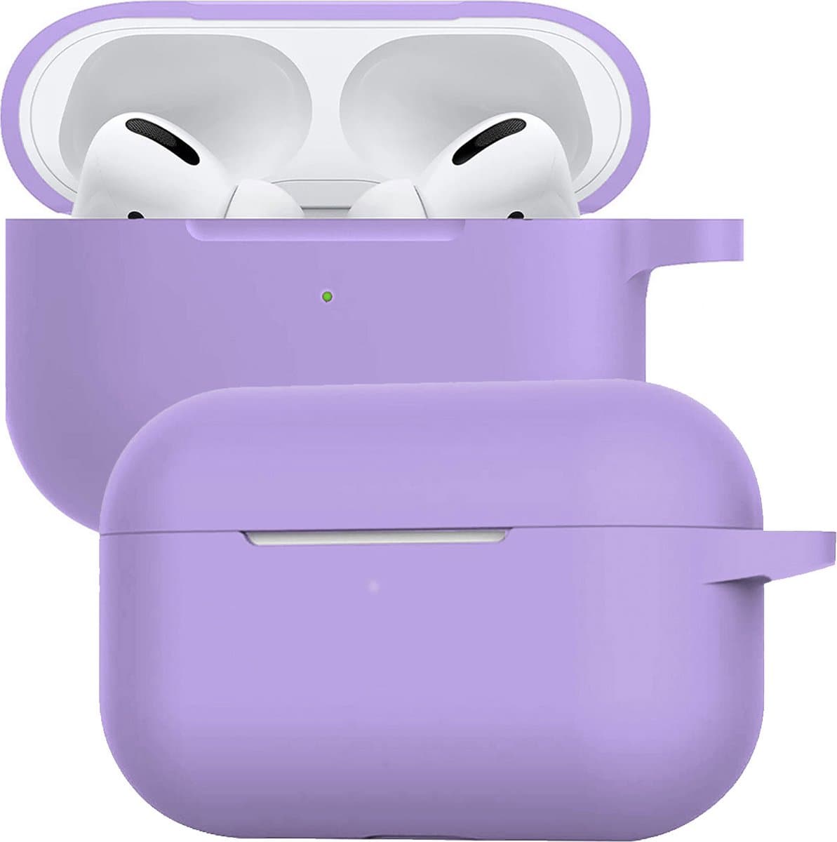 Case - Geschikt voor Apple AirPods Pro 2 - Siliconen Hoes met Clip - Silicone Hoesje Cover - Lila — afbeelding 1