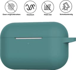 Hoesje - Geschikt voor Apple AirPods Pro 2 - Siliconen Hoes met Clip - Silicone Case Cover - Donkergroen — thumbnail 3