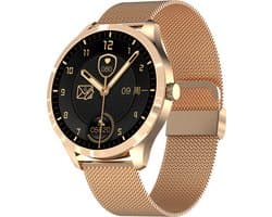 Belesy® Y3 Pro 2022 - Smartwatch Dames - Smartwatch Heren - Android - IOS - Horloge - 1.28 inch - Kleurenscherm - Stappenteller - Bloeddruk - Hartslag - 75+ Wijzerplaten - Sporten - Staal - Goud - Moederdag