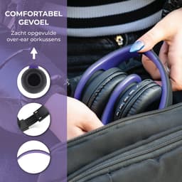 PowerLocus P1 Bluetooth Koptelefoon – Draadloos – Over Ear – Met Microfoon – Inklapbaar - incl. Hoes – Purper — thumbnail 6
