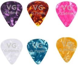 VG plectrum set 6 Celluloid plectrums - diktes thin 0.46 medium 0.71 en thick 0.96 mm — thumbnail 1