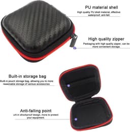 Oortjes Zipper Case – Carbon Zwart – Opbergtas met Rits – 7.5*7.5 cm — thumbnail 4