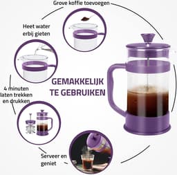 French Press koffiezetapparaat- draagbare cafetière met drievoudige filters- hittebestendig glas met roestvrijstalen behuizing- grote karaf- 1000 ml — thumbnail 2
