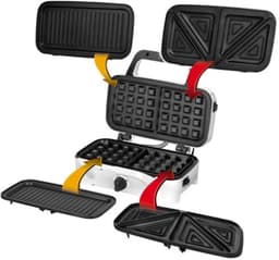 MPM 3-in-1 RVS Tosti-ijzer, Contantgrill en Wafelijzer met Hoog Vermogen (1200W) inclusief Temperatuurregeling Wit — thumbnail 2