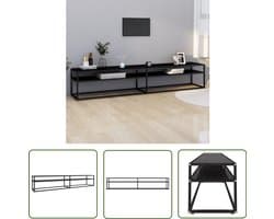 vidaXL Tv-meubel - 220x40x40,5 cm - Gehard glas - Zwart Televisie Kast - Stereo Kast - Vitrinekast - Tv Meubilair - Zwarte Kast