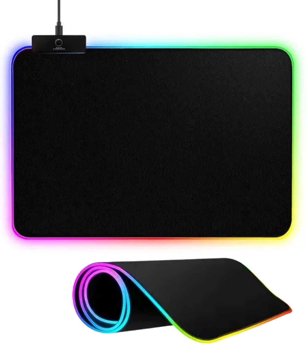 Gaming Muismat - met RGB LED Verlichting - 45x40cm - 4cm dik - Anti-Slip — afbeelding 1