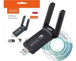 Zenwire WD-4605AC - Adapter Netwerkkaart - USB 3.0 - WiFi 1300Mb - Buiten 5Ghz Adapter -Laptop & Mini Computer - Snelle Netwerkkaart Ontvanger 2 antennes - 2.4GHz & 5GHz
