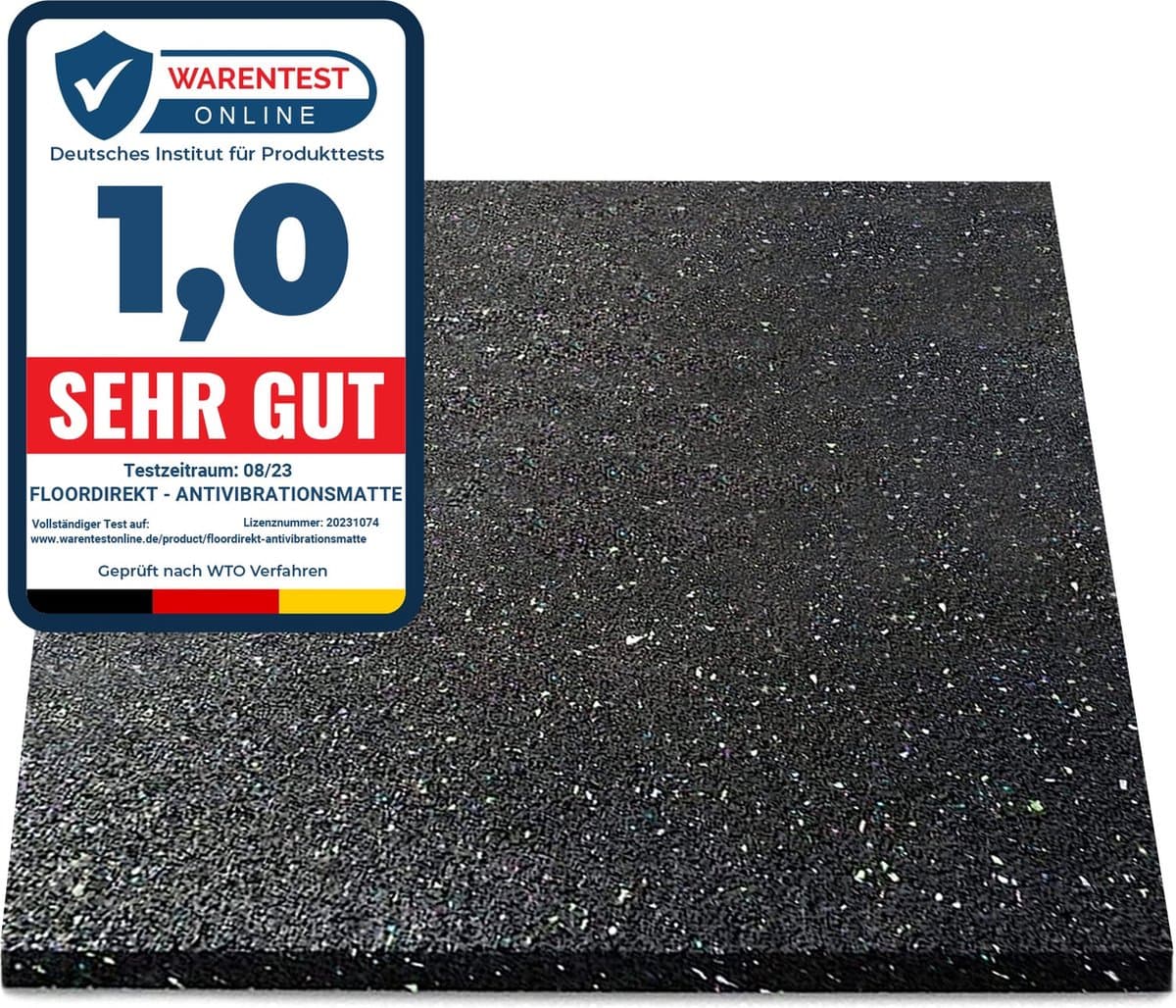 FLOORDIREKT Premium Anti-Trilmat 60x60cm - Made in Germany - Voor Wasmachines, Drogers etc. - Kan op Maat worden gesneden - Verkrijgbaar in 4 Diktes (60 x 60 x 1,97 cm) — afbeelding 1