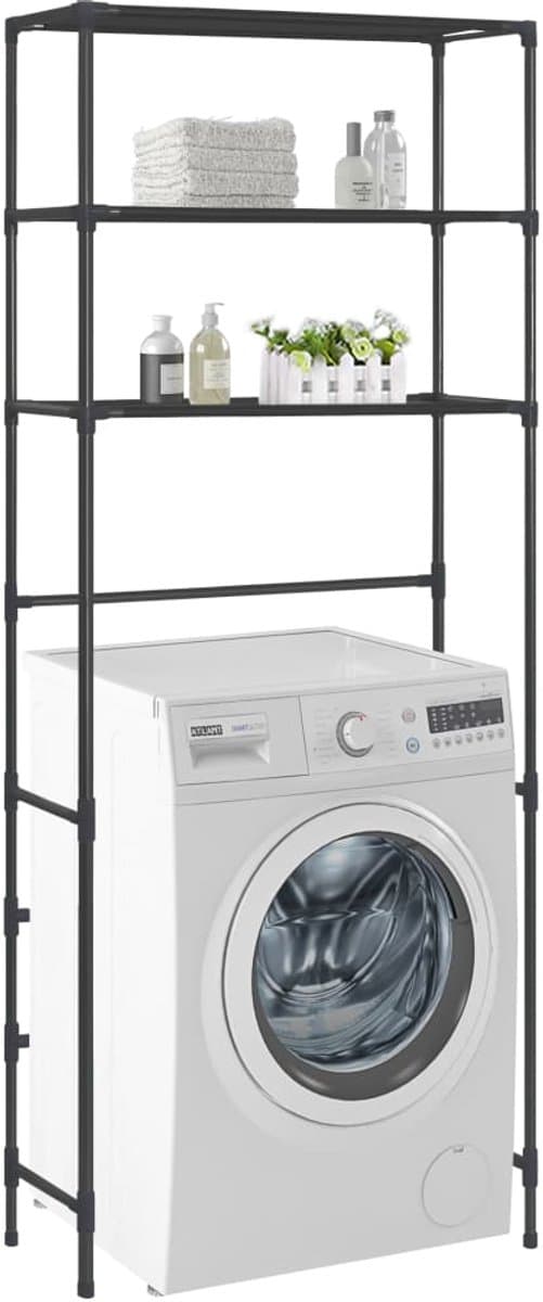 Wasmachine rek - Ombouw - Kast - Opbouwmeubel - Verhoger - Wasmachine meubel - Opbergkast - Ijzer - Zwart — afbeelding 1