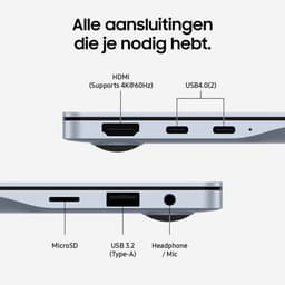 SAMSUNG Galaxy Book4 Edge Blauw - 16 inch - Qualcomm X Elite - 16 GB - 1 TB - Copilot+ PC — thumbnail 4